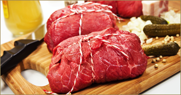 Cuts of beef tied up